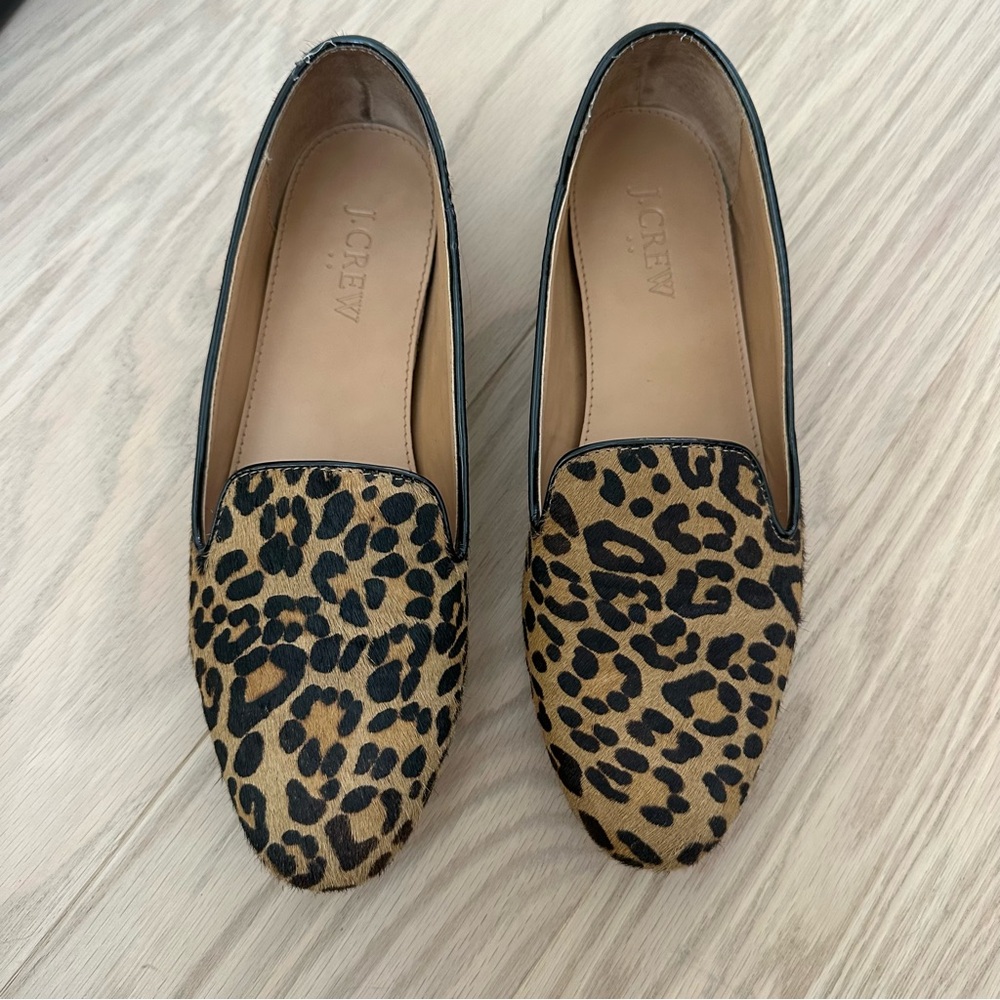 J. Crew Animal Print Flats in Tan and Black